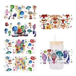 Disney Cartoon Inside Out Cup Wraps, Etiqueta de transferência para vidro Libbey, Pode engarrafar Selfadhesive, Lavável DIY Custom, 2 16oz UV DTF