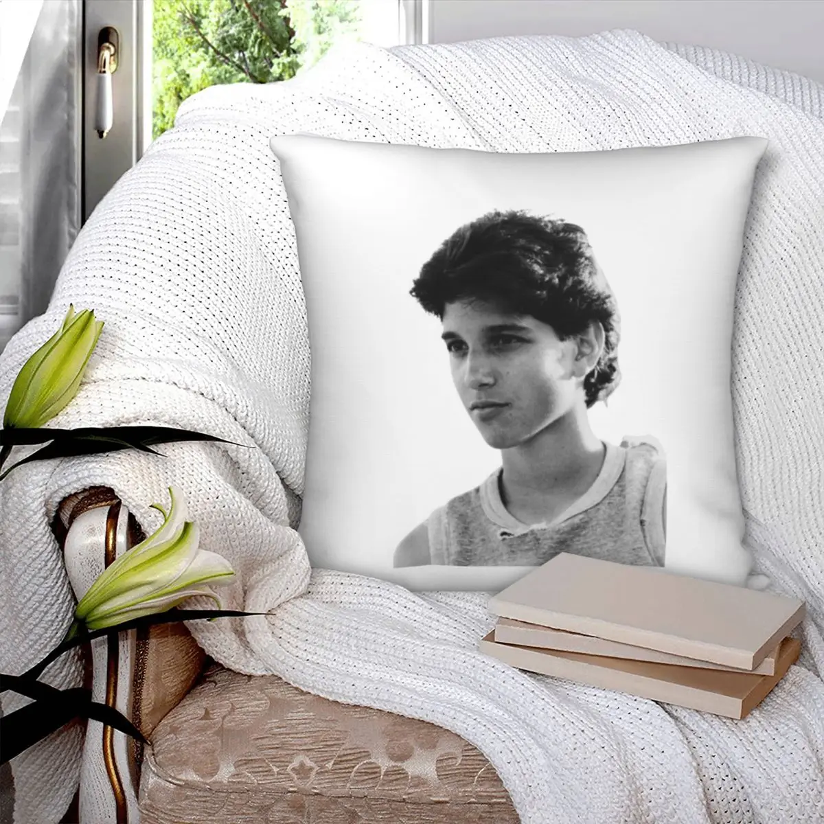 Ralph Macchio Black And White Square Pillowcase Polyester Linen Velvet Printed Zip Decor Throw Pillow Case Room Cushion Cover