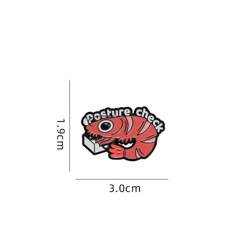 1pc Cute Cartoon Crayfish Working On A Computer Enamel Brooch Creative Animal Lapel Pin Badge Backpack Clothing Hat Accessories