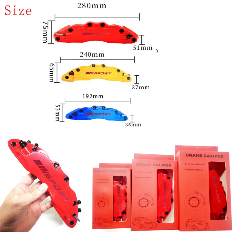 2*2Pc Fixing By Screw ABS Plastic Brake Caliper Cover Red Sport Logo Styling Car Accessiries For BMW Mercedes Benz Audi Honda view 4