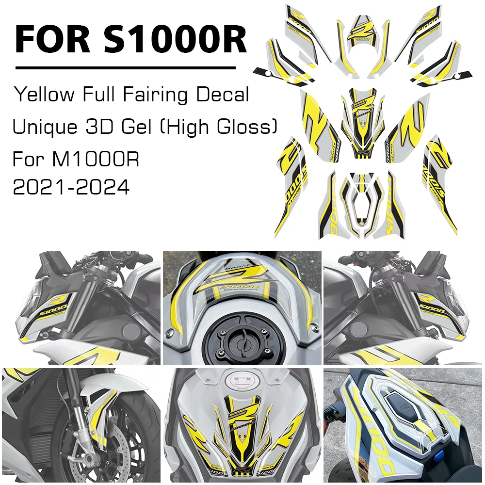 

3D Gel Motorcycle Full Fairing Accessories Shell Decal Paint Protector Pillion Seat Sticker Set For BMW M1000R S1000R 2021-2024