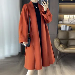 2025 Women's 100% Cashmere Thick Double sided Long Jacket Classic Multi functional Fashion Suitable for Business