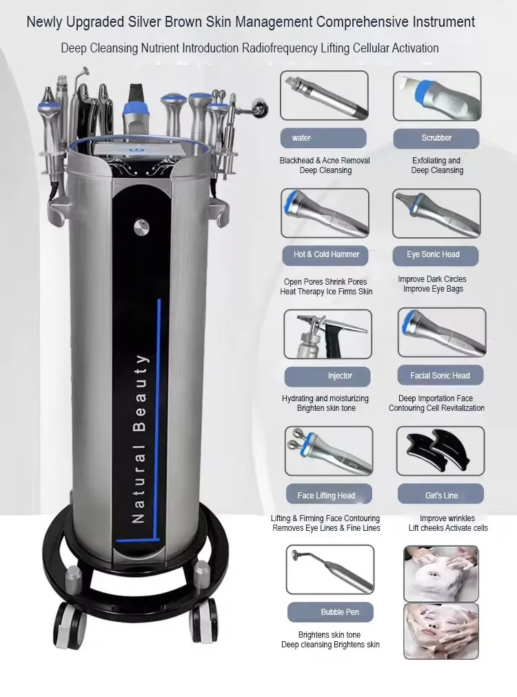 9 في 1 هيدرا الماس تقشير التطهير العميق هيدرا آلة هيدرو جلدي المياه النفاثة أكوا تجديد بشرة الوجه صالون 2024 #3