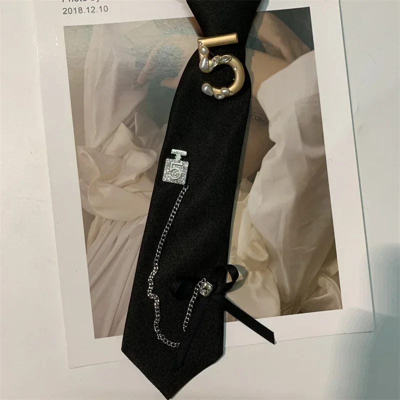 Korean Version No.5 Black Short Ties Female Sweet Cool Personality Trend Decorative Plaid Bow Tie