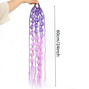 Bubble Ponytail Synthetic Colorful Hair Extensions for Children, Rave Festival, Ombre, Crazy Hair Day Accessories, Girls and Women 8 Main Sales Children's Maluco Chapeu - №5