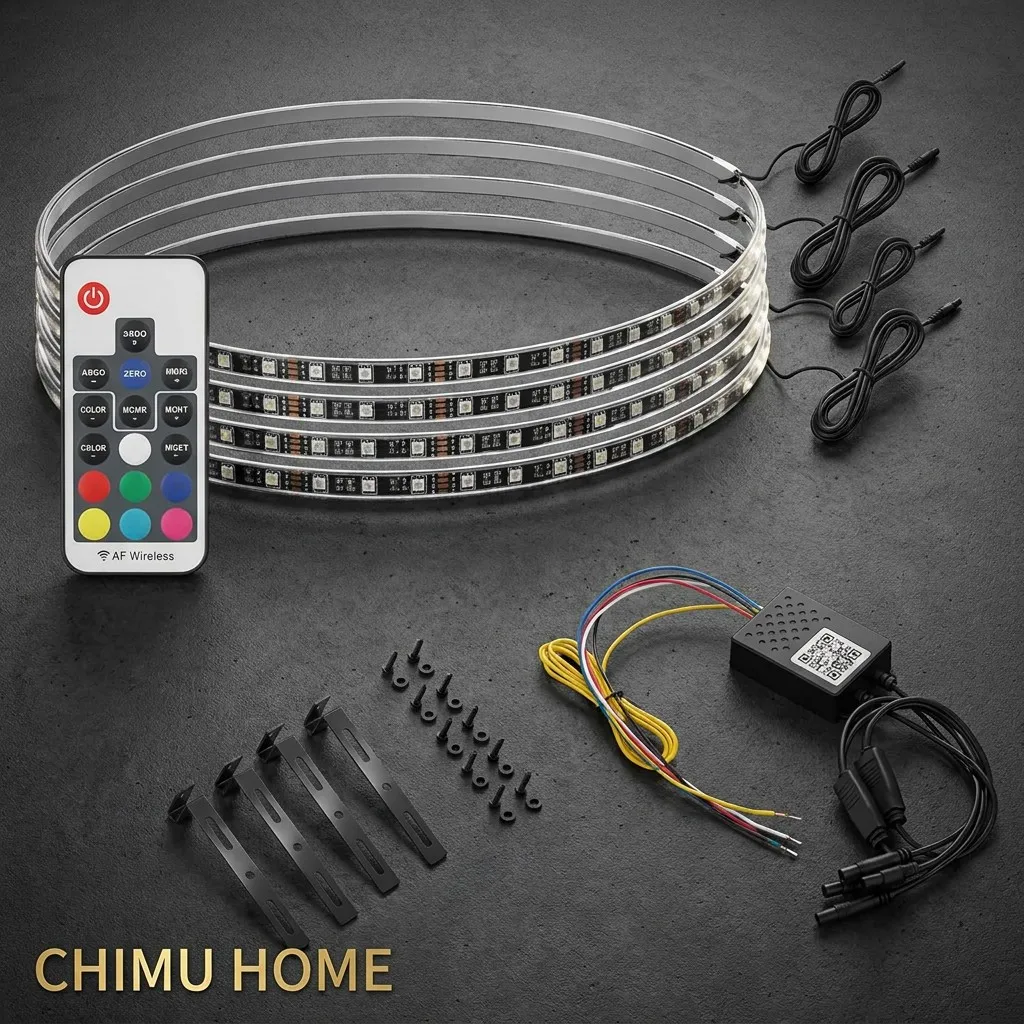 【CHIMU HOME】 for Truck SUV Off-road 12V 24V RGB LED Wheel Ring Light Strip Kit App Control IP68 Decor