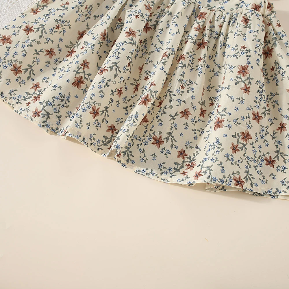 Kids Dresses for Girls Floral Flying Sleeves Casual Dresses Summer Ruffles Sweet Casual Daily Dress Toddler Casual Flower Dress