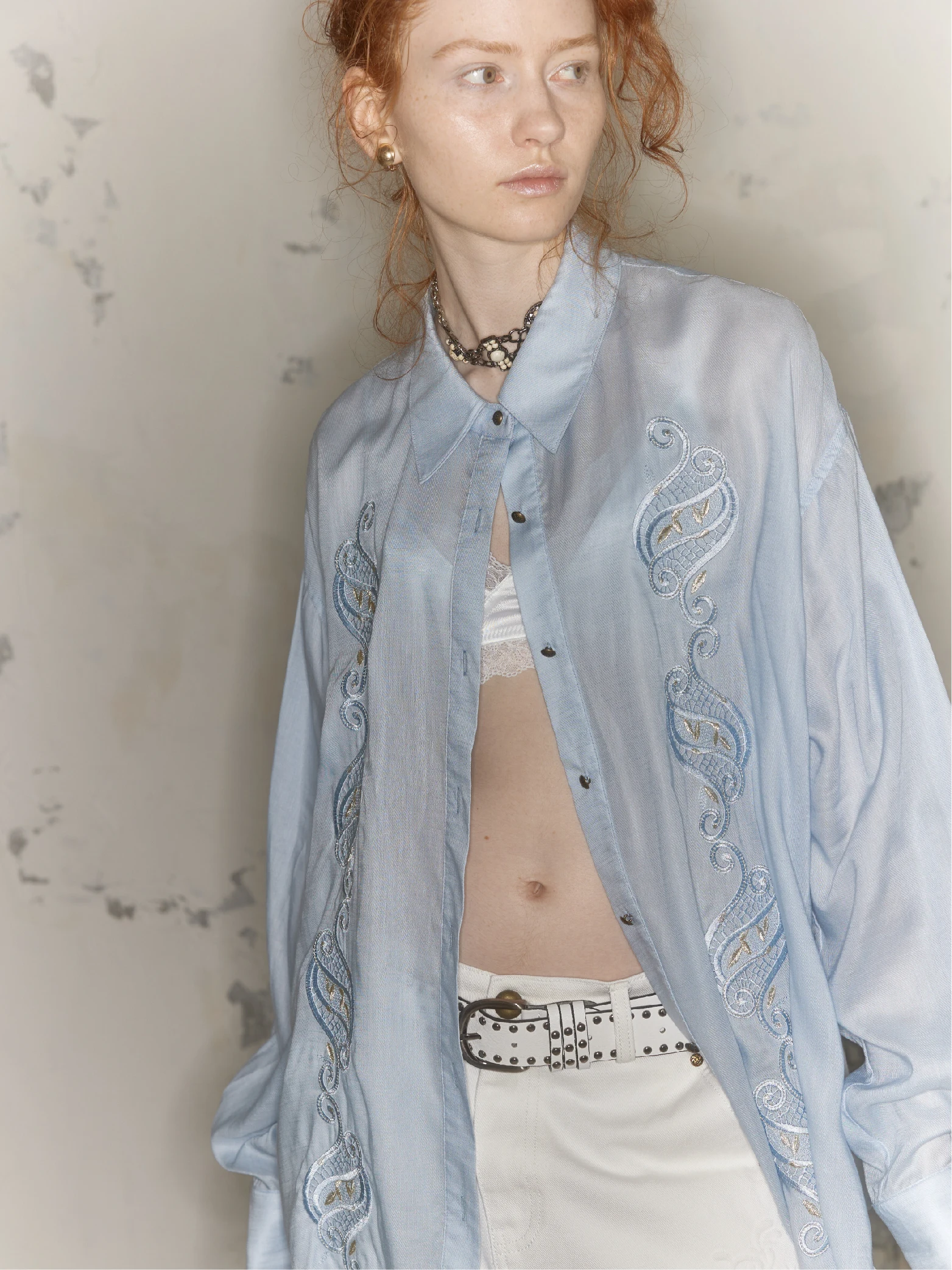 

Summer Sun Protection Silk Long Sve Comfortable Breathable Blue Firework Embroidery Women's irt Original Design...