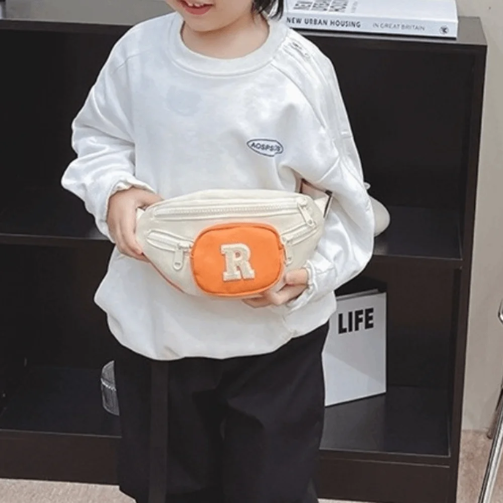 Marsupio per bambini con lettera All-match Borsa a tracolla per bambini creativa sportiva Borsa da petto per bambini leggera in stile coreano per ragazze