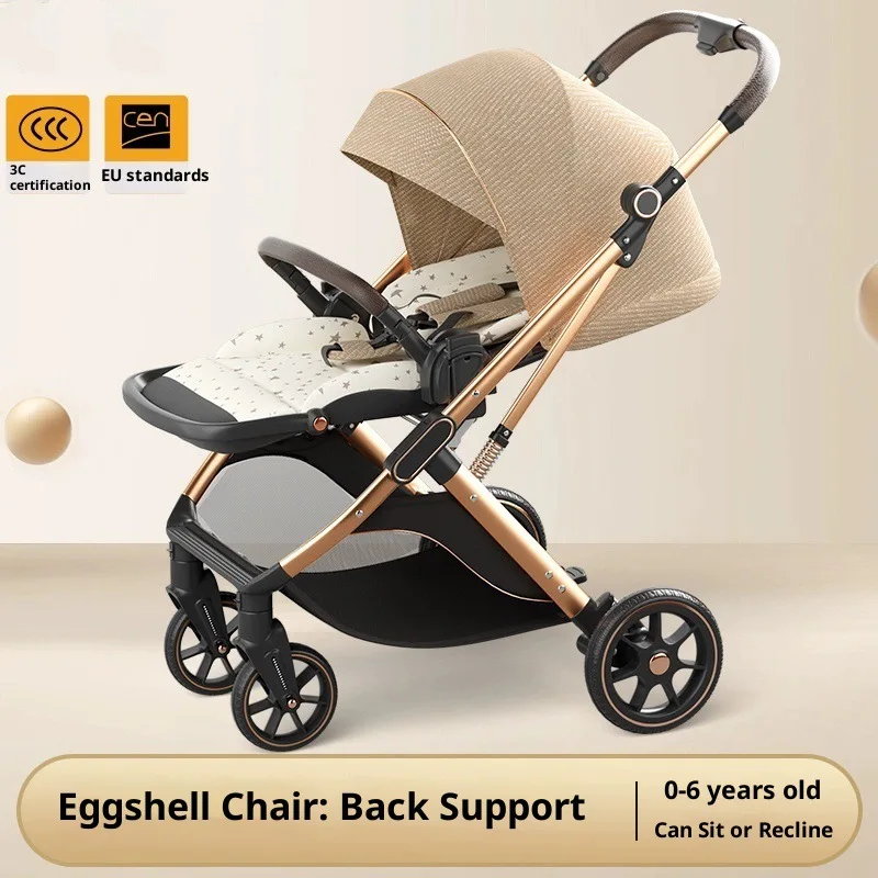 

Baby Stroller, Reversible Stroller for Newborns, Multi-Function High View Baby Stroller with Recline & Lie-Flat