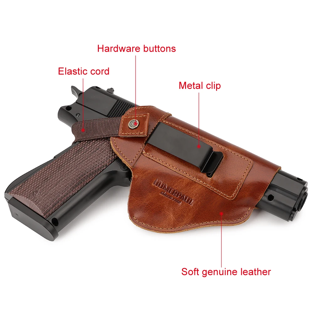 GZCZ Genuine Leather Universal Gun Cover Outdoor Tactical Leather Pistol  Holster Holster Hunting Universal Leather Case