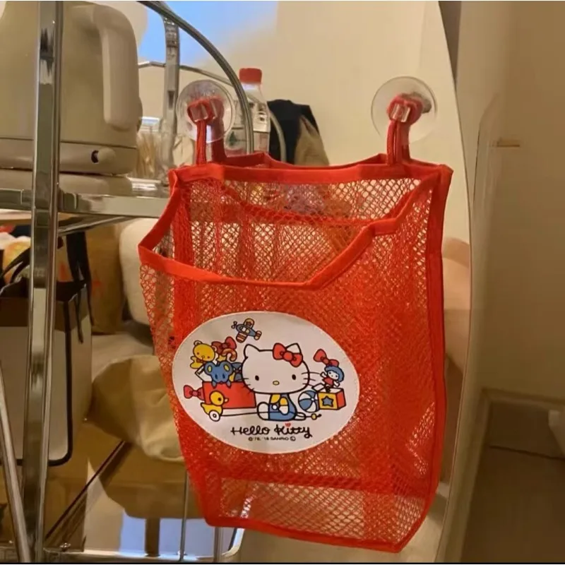 Hello Kitty Creative Cartoon Cute Print Kawaii Net Bag Home Bathroom Dirty Clothes Basket Student Dormitory Sundries Storage Bag