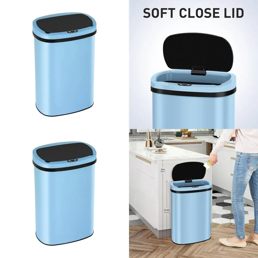 

50-литровое бесконтактное мусорное ведро для кухни с датчиком движения, автоматический контейнер из нержавеющей стали с матовой отделкой и защитой от отпечатков пальцев