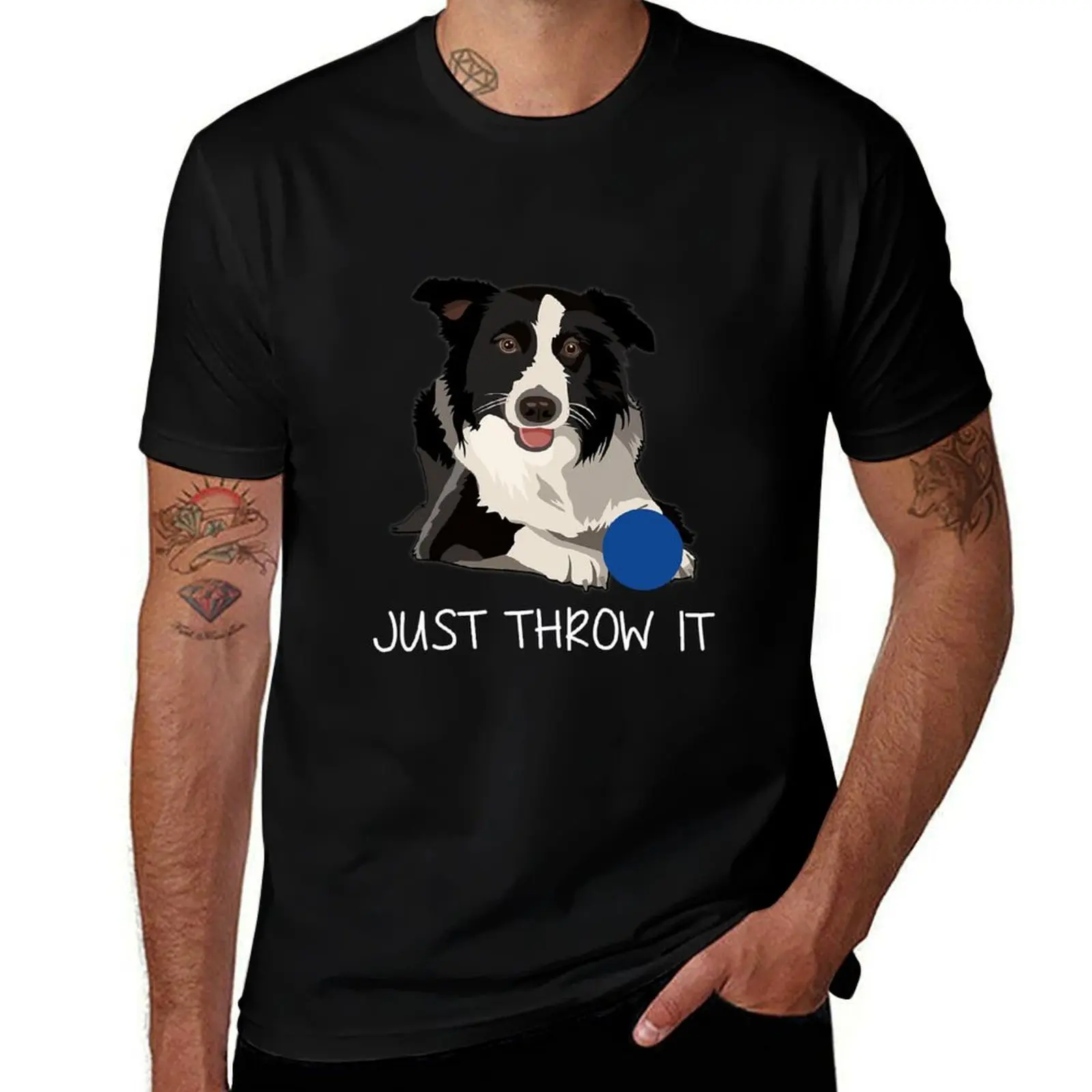 

Just Throw It Funny Border Collie Dog T-Shirt t shirts designer t shirts cotton 100% T-Shirt