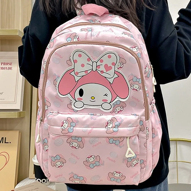 Sanrio Backpack For Women Cartoon Hello Kitty Kuromi Bookbag Student Teenager Girl Boy Nylon Shoulders Bag Schoolbag Kawaii Bags