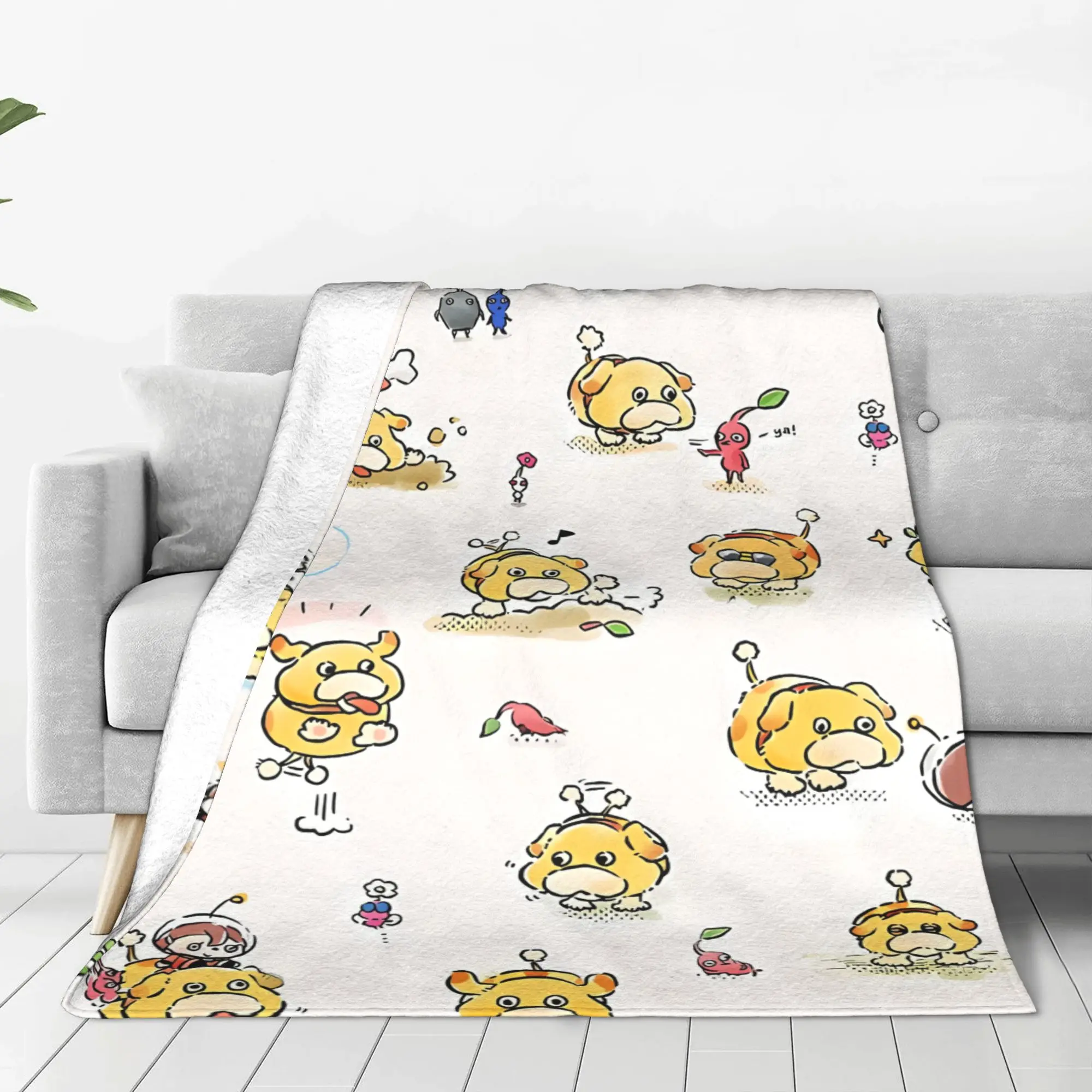 1PC Home Cute Room Decor Fluffy Space Pup Blanket Throw Blanket Pikmin Novelty Warm Blanket All Season