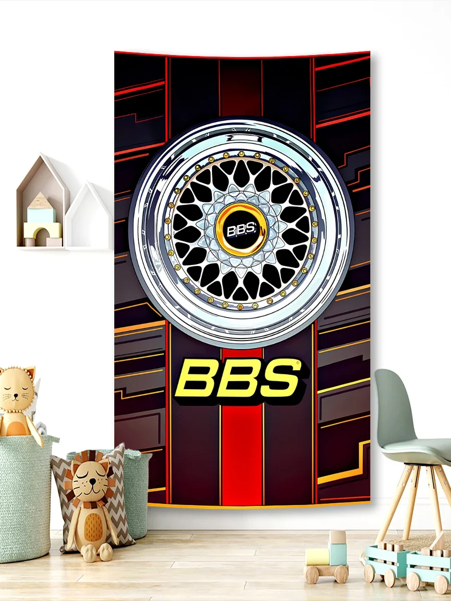 JimonFlag 90X150CM 3X5FT B-BBS-S Racing Car Wheels Flag Polyester Printed Racing Car Sport  Banner For Room Decor
