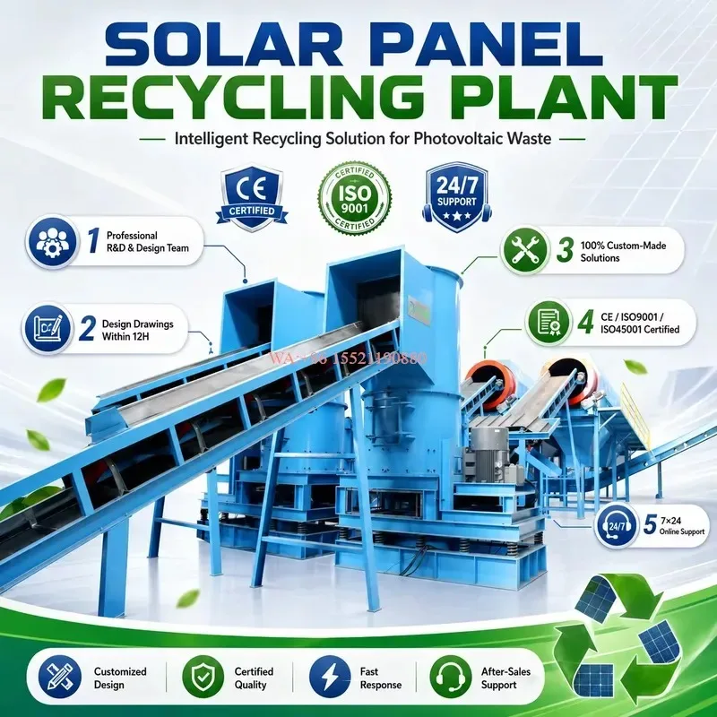 wmwmnu 500kg/h Full Automatic Scrap Solar Panel Recycling Plant for Used Photovoltaic Solar Panels Crushing and Separation