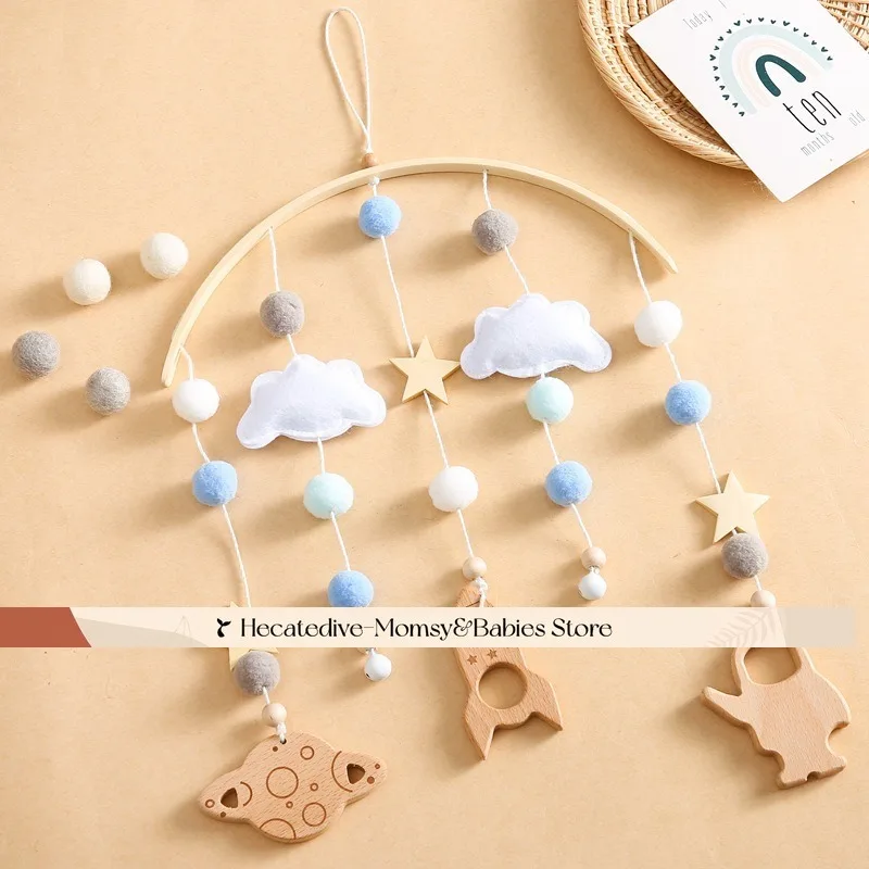 【Must Have】 Sonagli e cellulari per bambini Mobile per culla in legno con cielo stellato ​   giocattoli educativi set neonato mini decorazioni cose per bambini