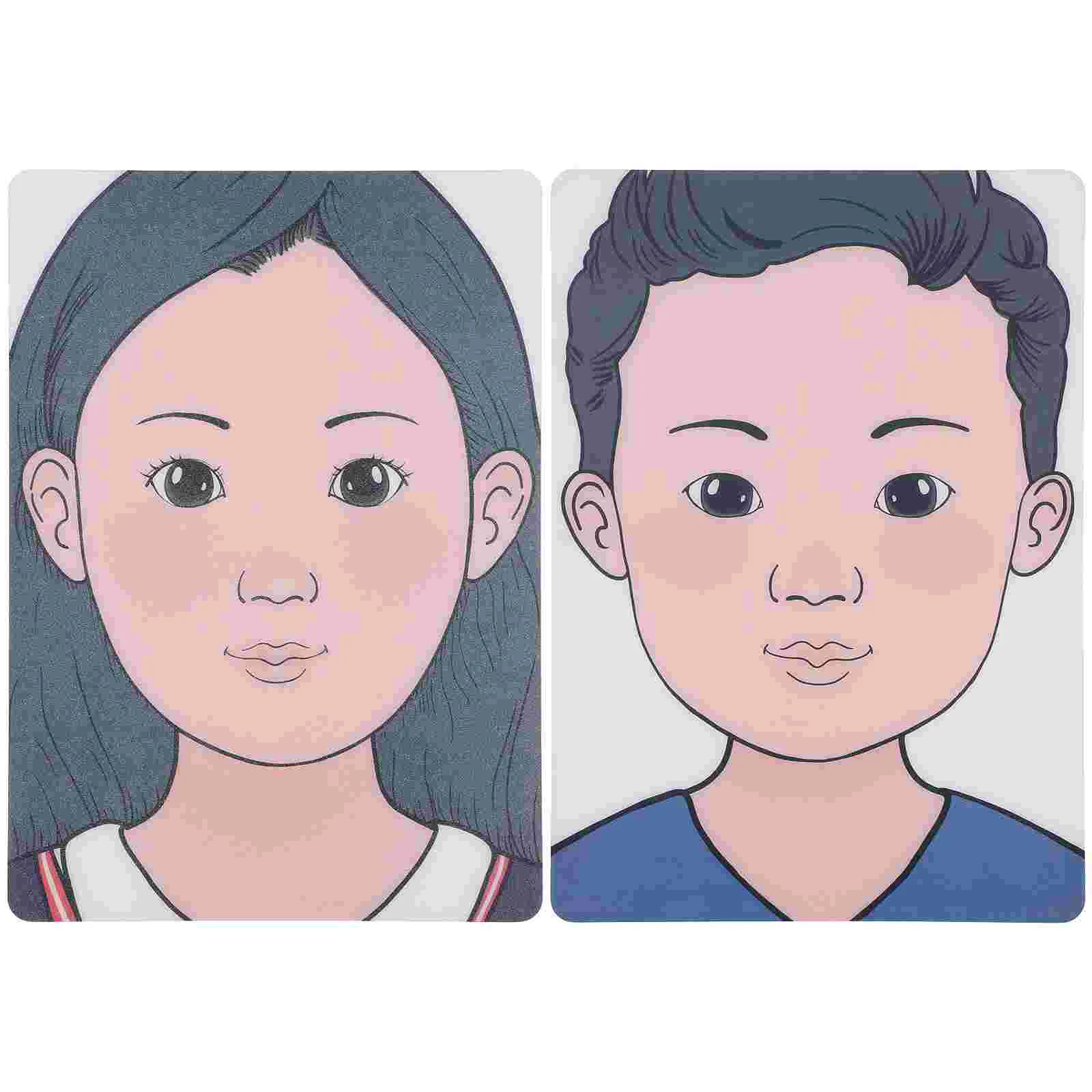 2 Pcs Makeup Practice Board Training Face Painting Model Plastic Real Person Painted for Starter