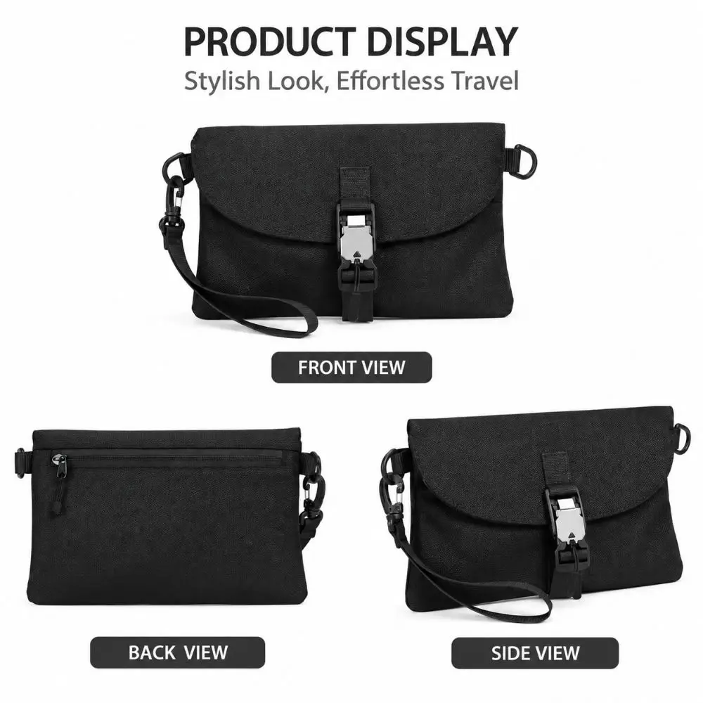 Durable Nylon Crossbody Bag Large Capacity Magnetic Buckle Backpack Square Shape Waterproof Travel Pouch For Men Women