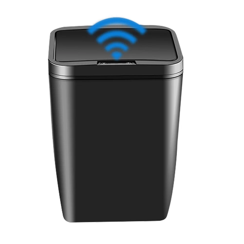 Inductive Trash Can Trash Bin Automatic Smart Sensor Kitchen Bathroom Rubbish Bin Garbage Can Waste Bin without (Black)