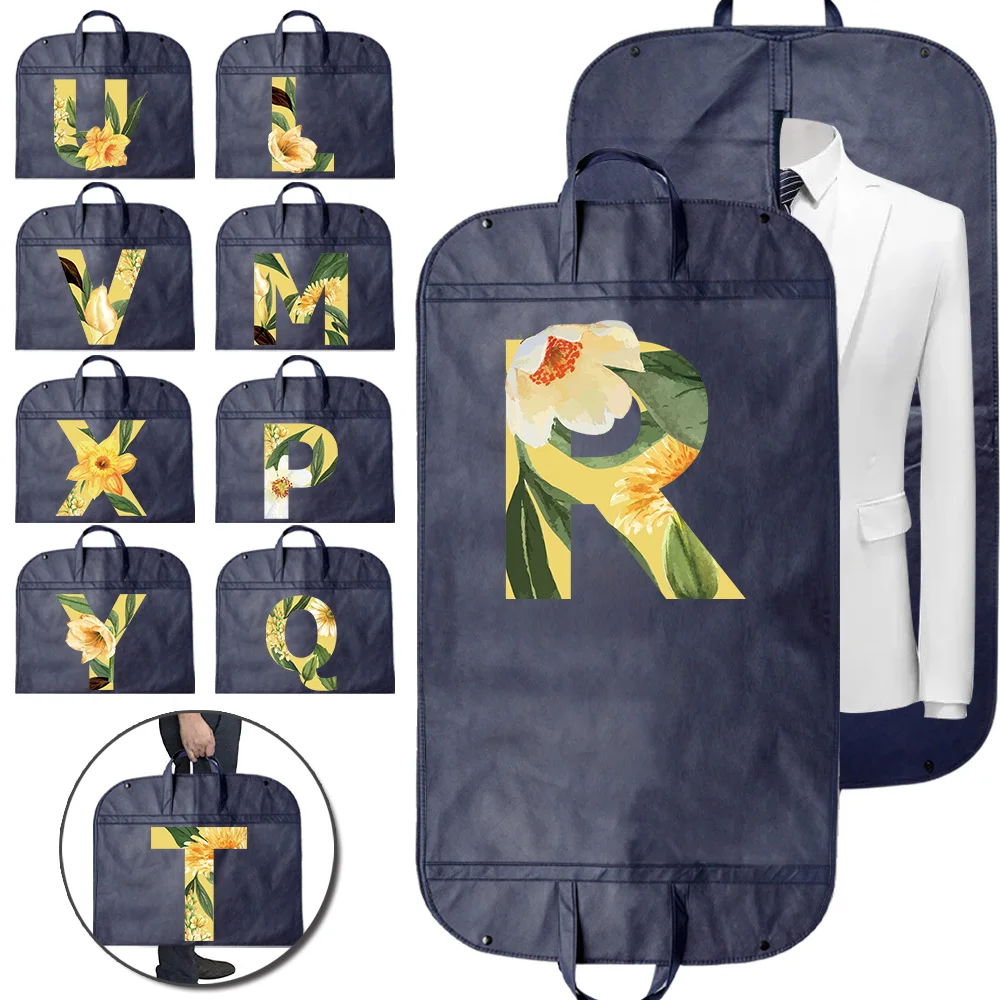 

Clothes Dust-proof Cover Zipper Bag Dark Blue Garment Protector Fully Enclosed Cover Bag Hanging Storage Bag 2026 Floral Letter