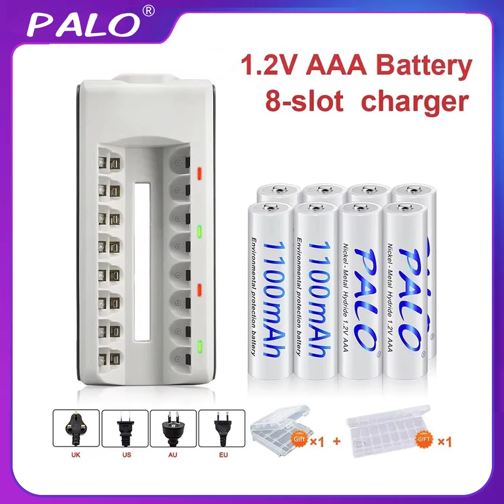 PALO 4–16 Stück wiederaufladbare AAA-Batterien, 1,2 V, 1100 mAh, Ni-MH, NiMH, wiederaufladbare AAA-Batterien für Taschenlampen, Spielzeug, Fernbedienung, Maus