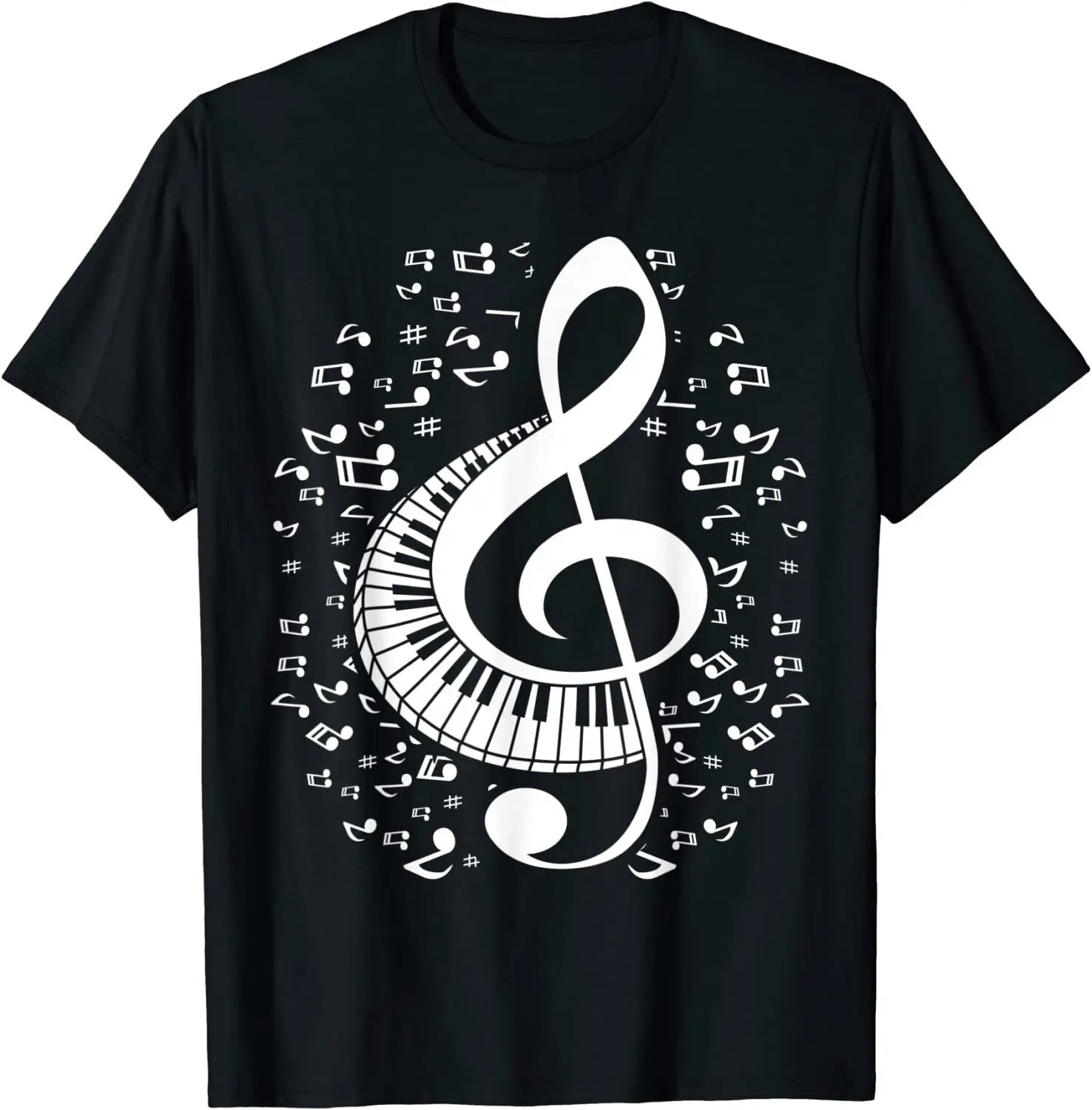 NEW! Treble Clef Keyboard Classical Music Notes Pianist Piano T-Shirt