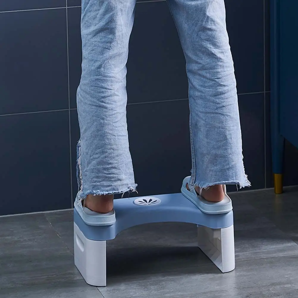 

1Pcs Toilet Footstool Bathroom Stool Sky-Blue Foldable Non-Slip Step Stool Home Toilet Seat Support Bathroom Footstool
