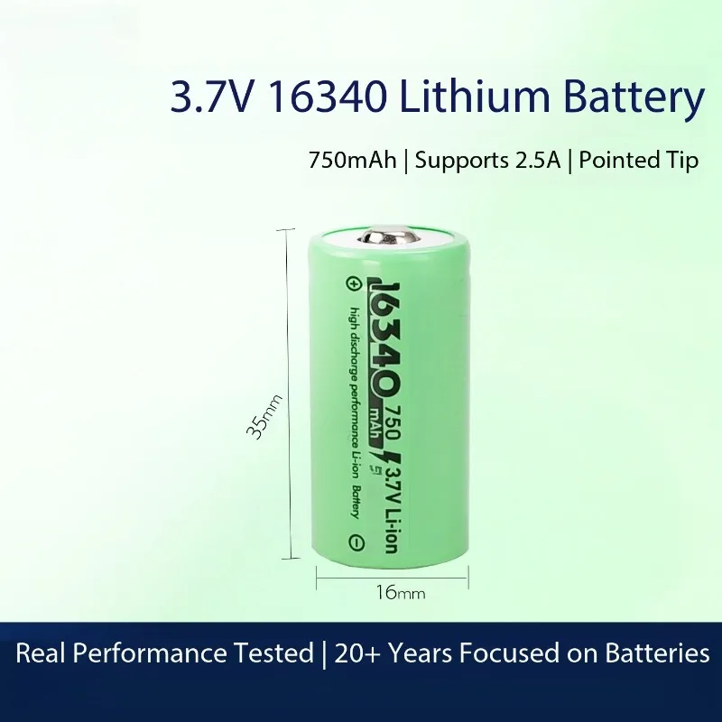 Durable 3.7V 16340 14250 Lithium‑ion Battery Large Capacity For Laser Sight Pen Flashlight Rechargeable With Charger Kit
