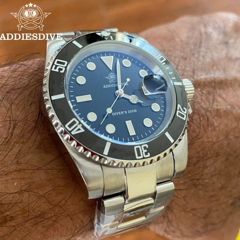 

ADDIESDIVE TOP Men Classic Watch 316L Stainless Steel 200M Waterproof C3 Super Luminous Sport Luxury Quartz Watch Reloj Hombre