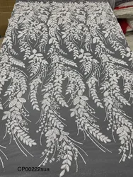 Beaded Fabric Luxury Beading Lace Wedding Gowns Dress Sewing Material Off White 2023