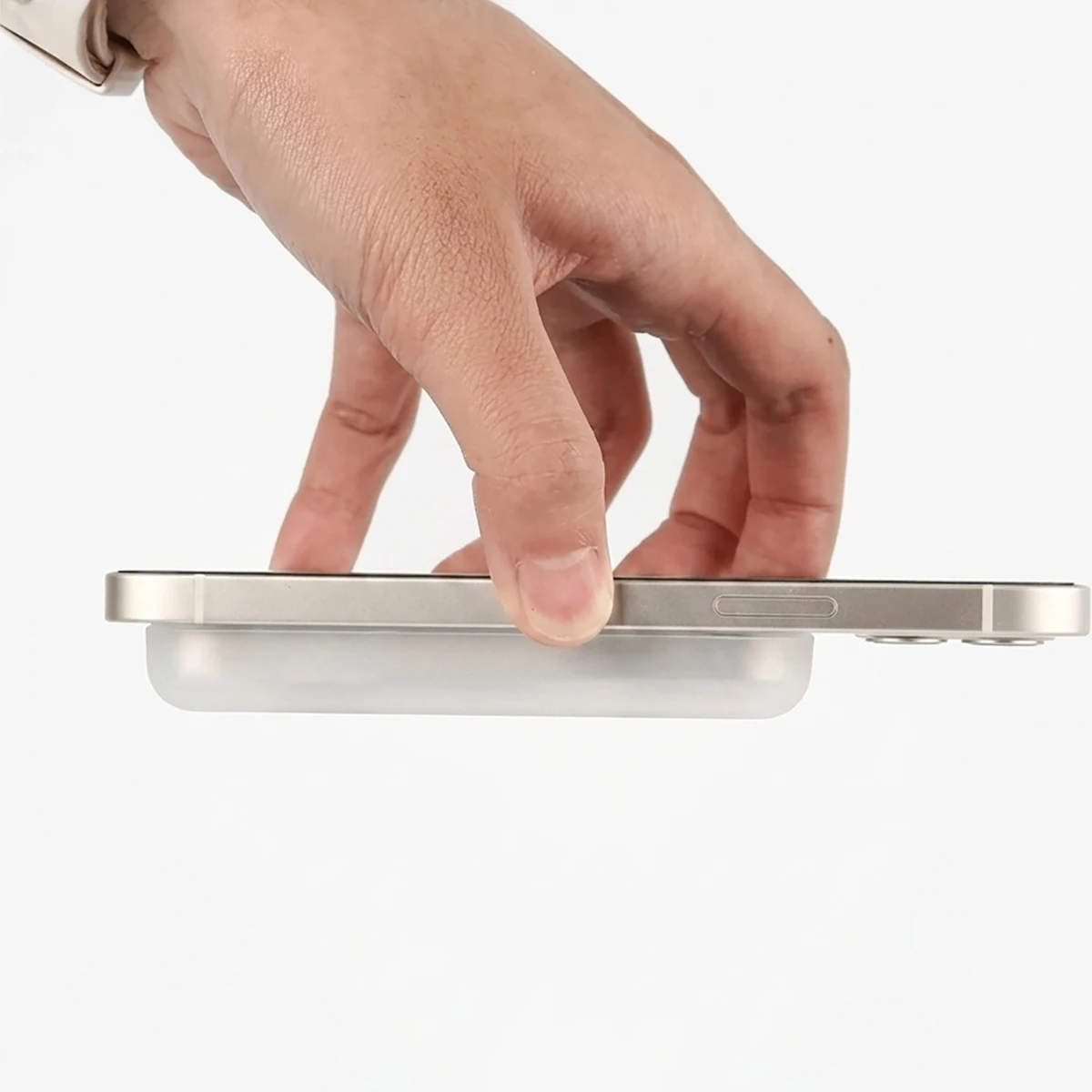 1개 투명 흰색 TPU 충전 케이스 보호대, 애플 정품 MagSafe 무선 보조 배터리와 호환 가능 썸네일 4