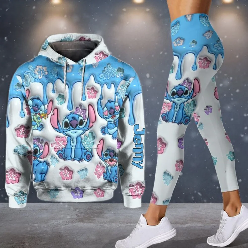 

2025 Disney 3D hoodie sports yoga pants Stitch fashion women sports Yoga suit 3D