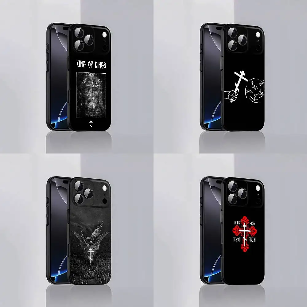 

Orthodox Cross Icon Church God Phone Case For iPhone 17,16,15,14,13,12,Pro,Max,Plus,E,SE4,Air,Mini Black Soft Cover