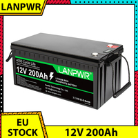 LANPWR 12V 200Ah LiFePO4 Lithium Battery Pack Backup Power, 2560Wh Energy, 4000+ Deep Cycles, Built-in 100A BMS, Solar, Off-Grid