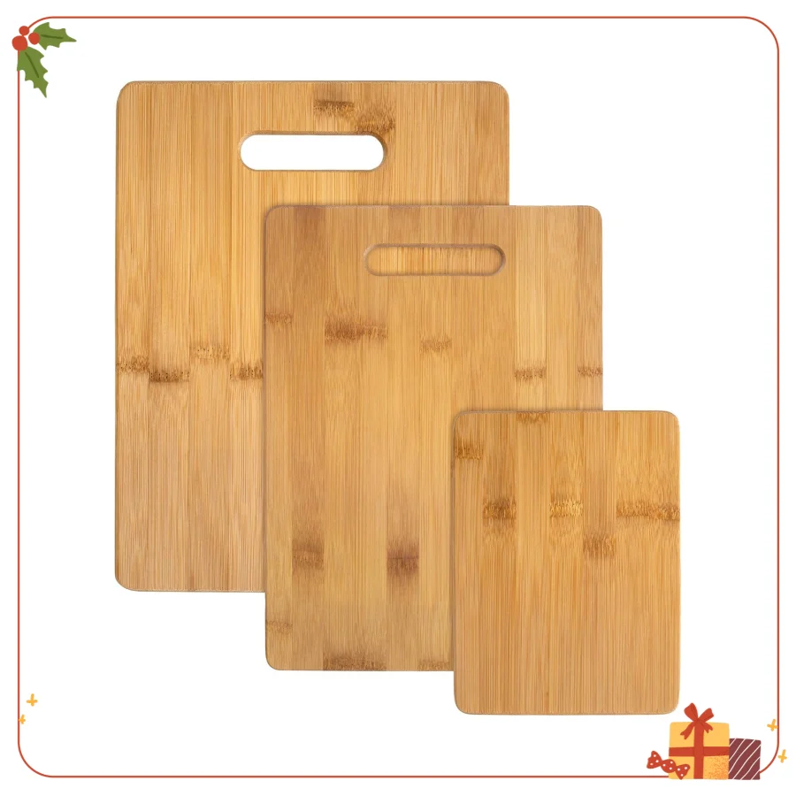 

Набор бамбуковых разделочных досок из 3 предметов — двусторонние экологически чистые разделочные доски для кухни, сыра, сервировки и многого другого