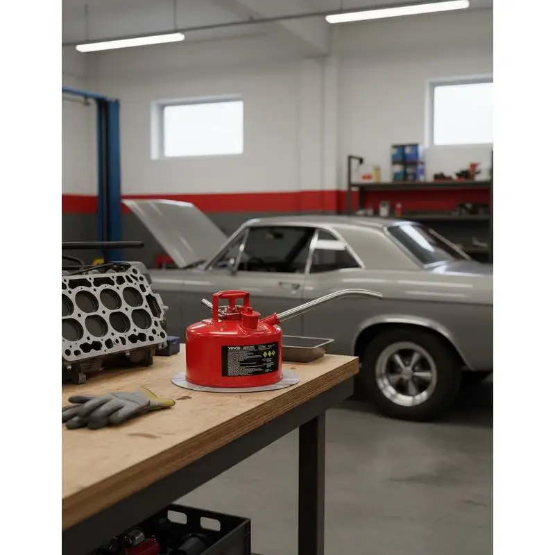 

Safety Gas Can, 2.5 Gallon Type II Red Safety Can for Gasoline with Stainless Steel Flame Arrester, Self-Closing Lid & Flexib