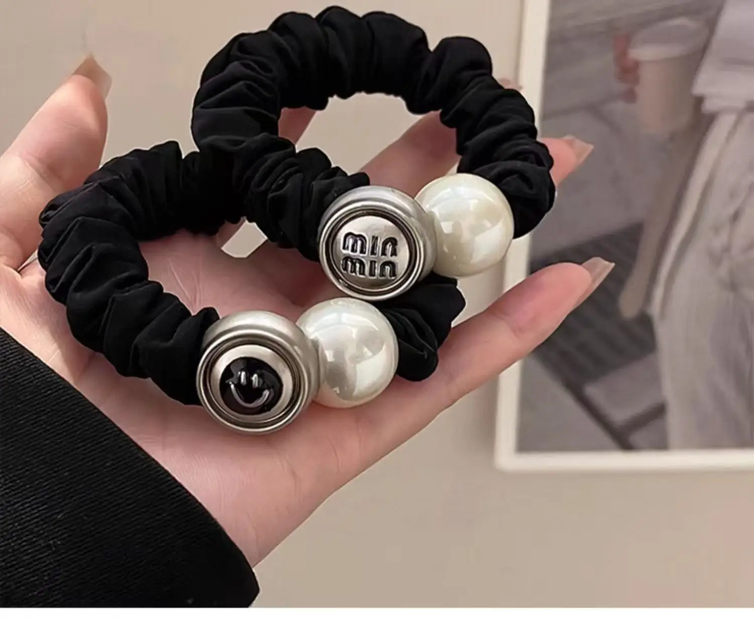 고급스러운 한국 스타일의 다용도 헤어 액세서리: 여성용 진주 머리끈, 2025년 신상 헤어 루프, 머리끈, 고무줄