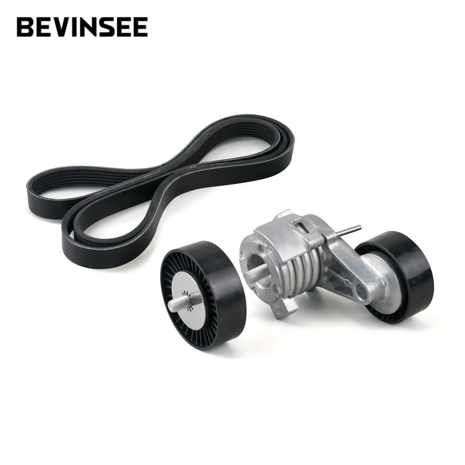 

BEVINSEE Drive Belt Pulley Tensioner Kit with Bolt For BMW N52 Engine E81 E82 E87 E88 E90 E91 E92 E93 E60 X1 X3 X5 11287628650