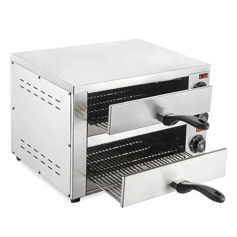 12 Inch Electric Pizza Oven Double Layer Commercial Baking Machine for Bread Biscuit Outdoor Use Professional Kitchen
