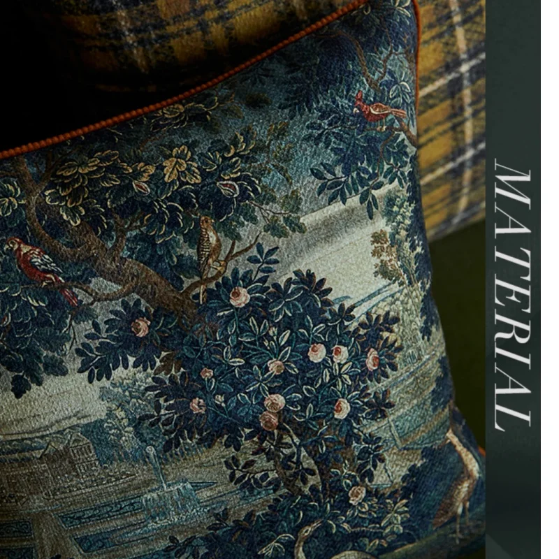 British Retro Pillows Green Orchard Cushion Case Luxury  Decorative Pillow Cover For Sofa Chair Art Living Room Home Decorate