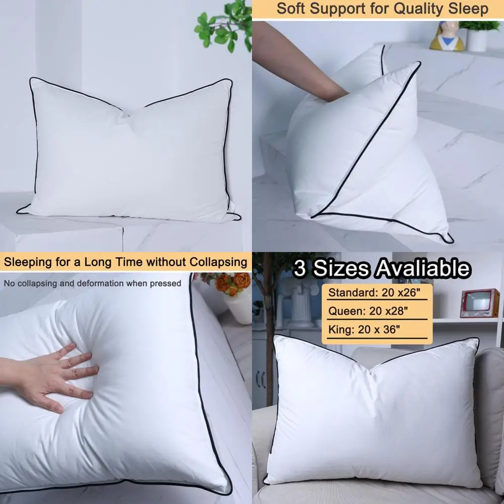 

Premium Hypoallergenic Down Alternative Pillows - Plush and Breathable for Year-Round Comfort - Ideal for Home and Hospitality S