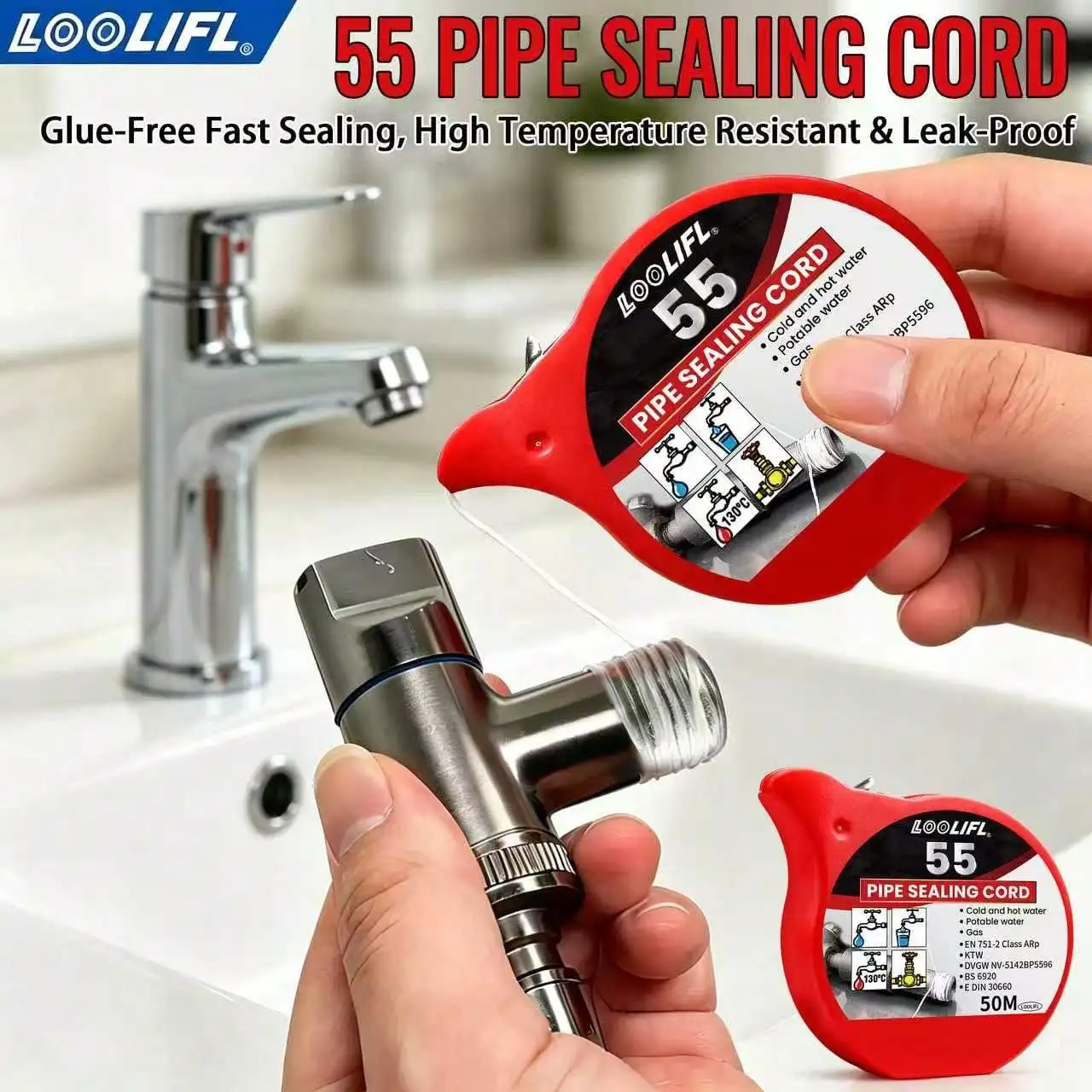 80-Meter Pipe Sealing Tape: Reusable Threaded Pipe Sealing Tape for Household Use, Suitable for Metal and Plastic Pipes