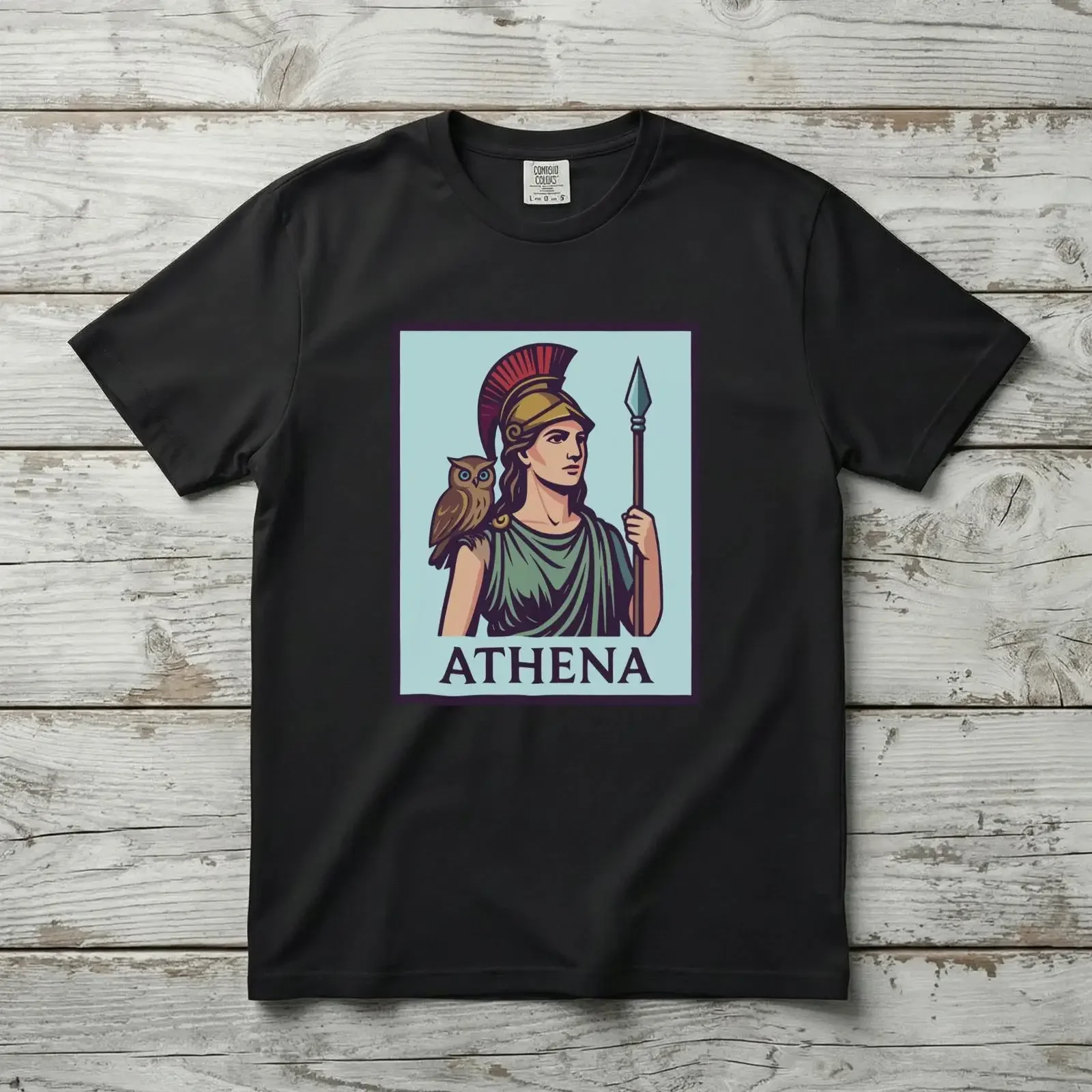 Athena Greek Goddess T Shirt Mythology Owl Spear V1 vintage Washed Soft Comfortable Stretched graphic Unisex homme Stylish
