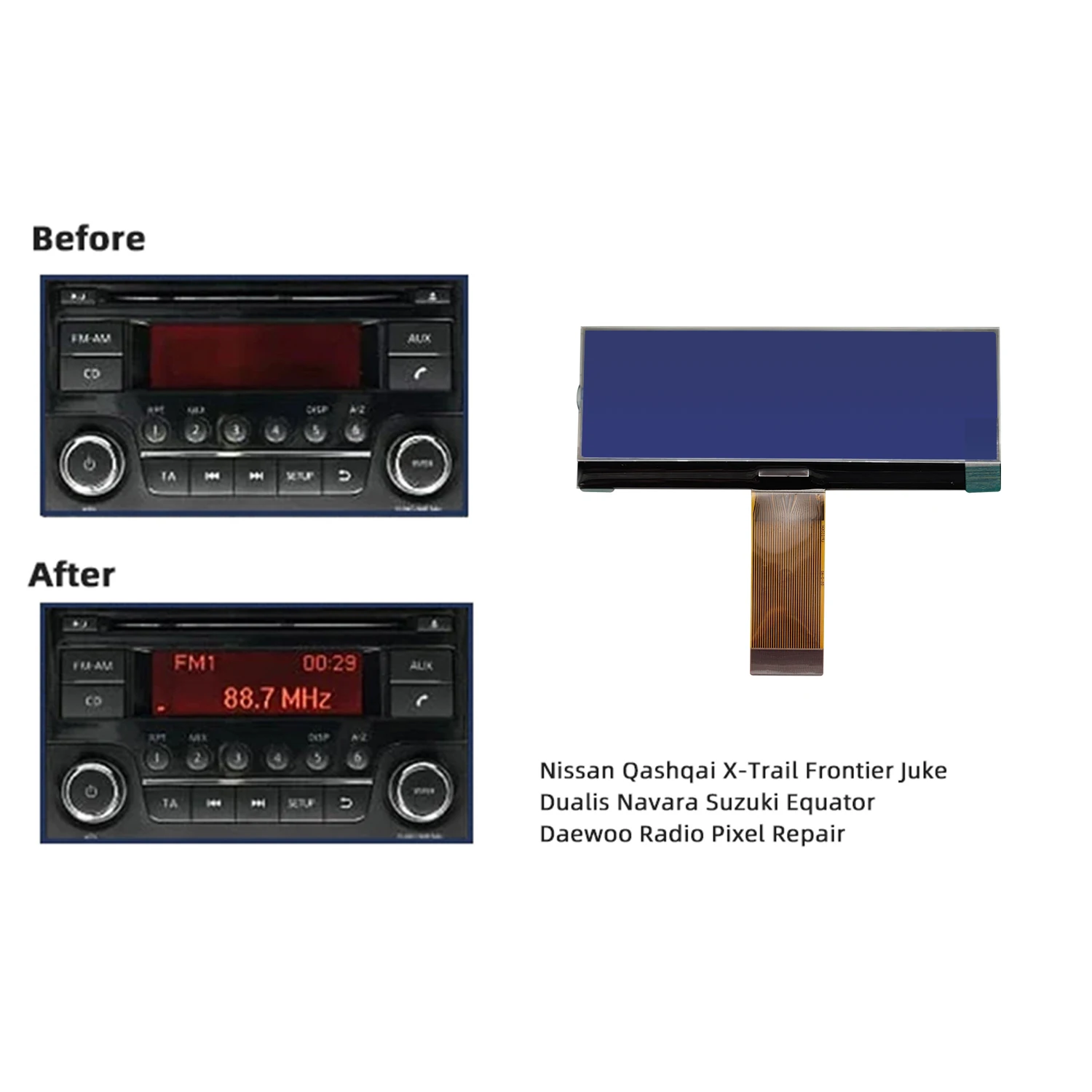 Radio Ersatz LCD Display für Nissan Qashqai Juke Micra-Navara-NV200