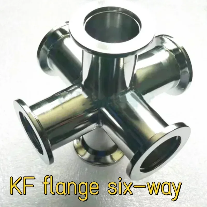 

KF16 KF25 KF40 KF50 Vacuum stainless steel 6-way six way vacuum cross flange, pipe joint made of 304 stainless steel ,pipe joint