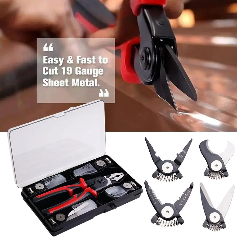 Multifunctional 5 In 1 Pliers Kit - Steel Wire Pliers - Wire Stripping Pliers - Interchangeable Head - Special For Electric P9H1