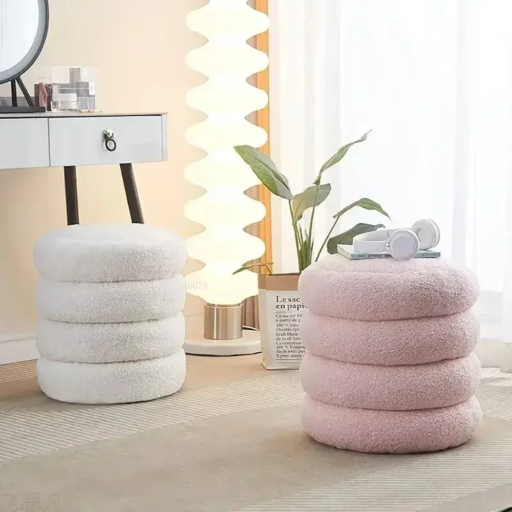 Taburete de felpa de cordero de alta calidad para sala de estar, sofá familiar para niños, puerta, cojín para sentarse, zapatos cambiantes, taburete bajo